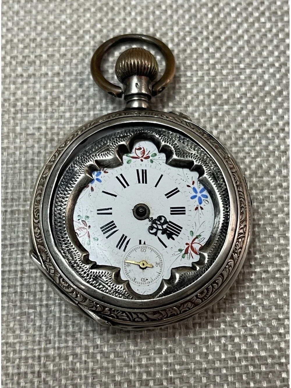 Antique Cylindre 10 Rubis 800 SILVER Pocket Watch ( Parts/Repair )